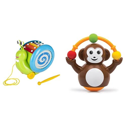 Giggles Funskool Pull Along Musical Snail, with Xylophone & Drum, Activity & Learning Toys for Babies, Toddlers, Encourage Walking, Improve Balance, Multicolour, Gift Set for Kids, Ages 12+ Months