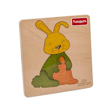 Funskool Ekoplay-Happy Rabbit,Wooden,1 Layer 4 Pieces Pieces,Puzzle,for 3 Year Old Kids and Above,Toy