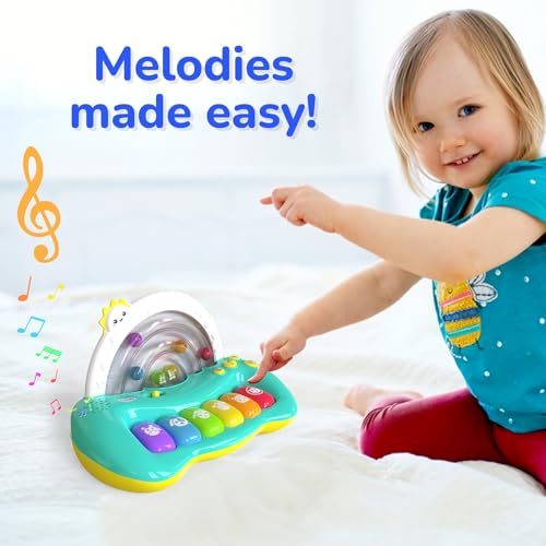 Giggles Funskool Jumpin Melody Keyboard, Musical Toy for Kids with 6 Colorful Keys, Encourages Learning & Development, Fun Activity for Babies, Gift Set for Kid, Age 18+ Months