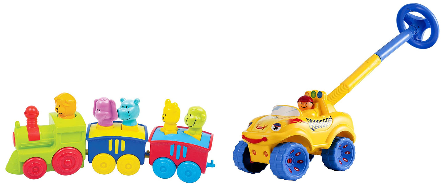 Giggles -, 2 in 1 Colourful Animal Pull along Toy Train, Walking, Shape sorting, Pretend Play Preschool Toys (12 Months & Above Infant, Multicolour)