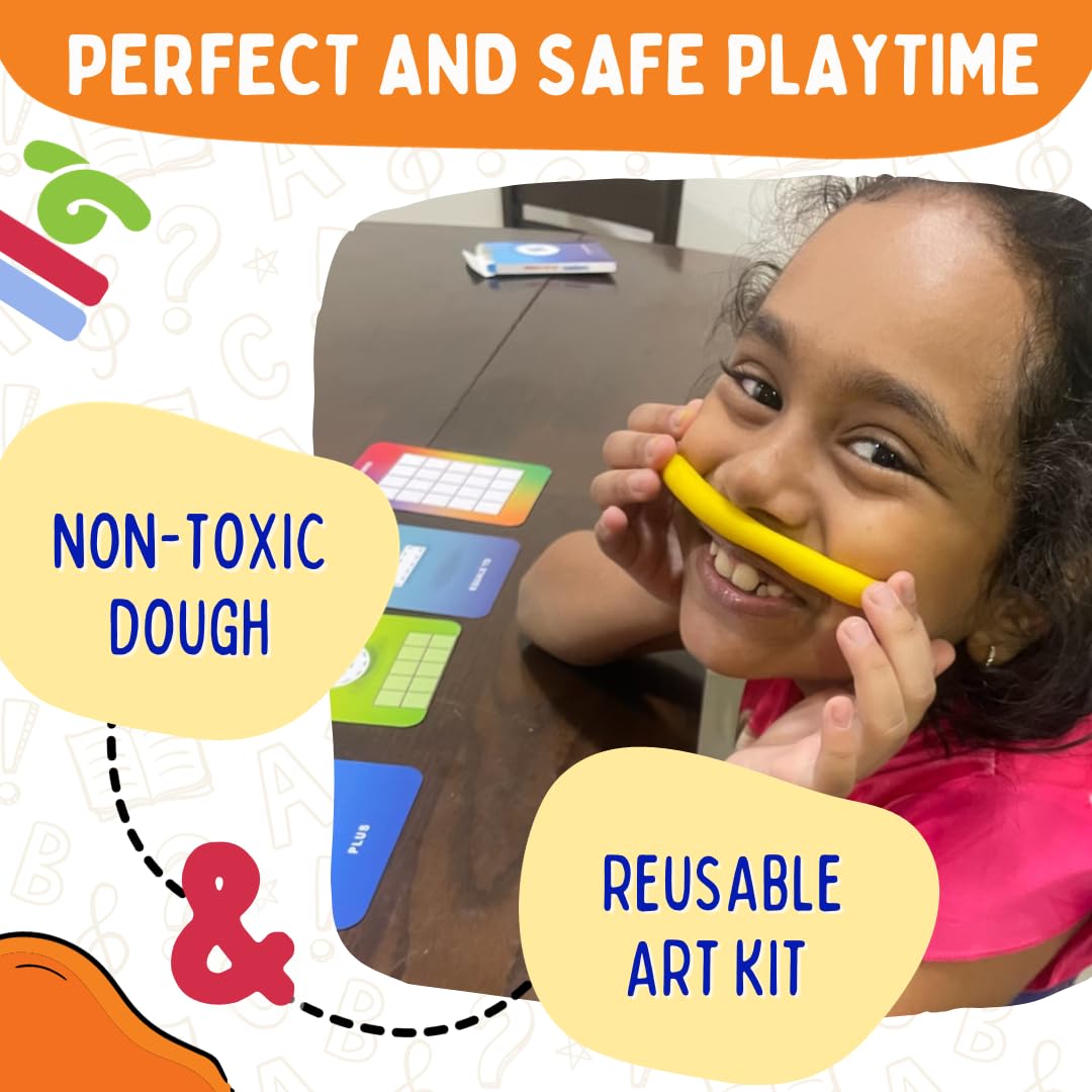 PepPlay Dough Art Kit For Kids | Organic, Taste-Safe, Non-Toxic, Lab-Certified Clay | 12 Design Cards + 4 Vibrant Colors | Reusable DIY Moulding Set For 3+ Years |Doesn't Dry Out Quickly, Multicolour