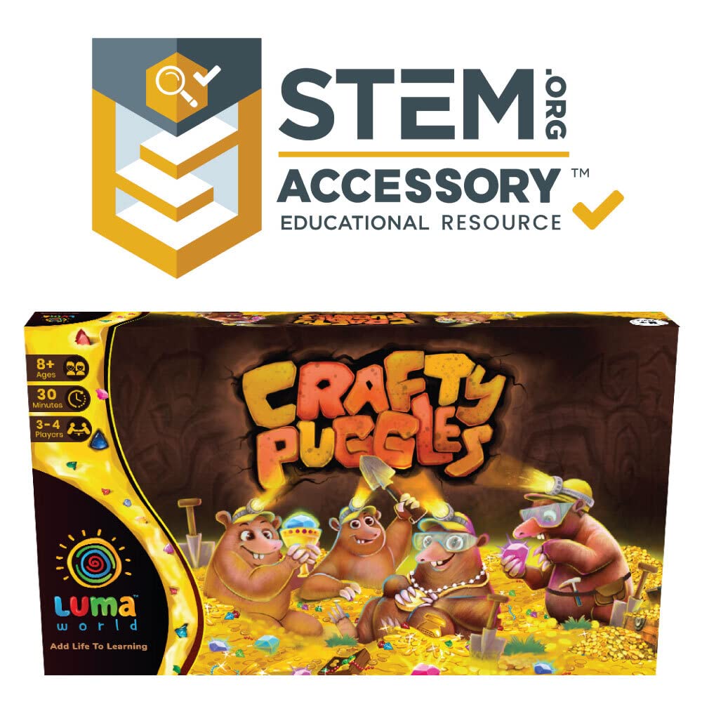 LUMA WORLD ADD LIFE TO LEARNING Stem Educational Board Game Crafty Puggles For Kids 8+ Y To Learn Fractions, Decision Making&Strategy, Treasure Hunt Tile Placement Game, 30 Minutes And 2 To 4 Players