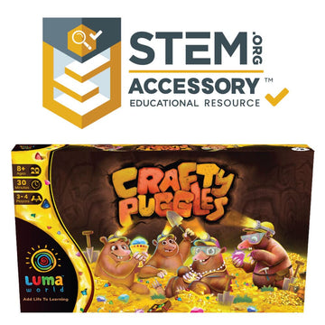 LUMA WORLD ADD LIFE TO LEARNING Stem Educational Board Game Crafty Puggles For Kids 8+ Y To Learn Fractions, Decision Making&Strategy, Treasure Hunt Tile Placement Game, 30 Minutes And 2 To 4 Players