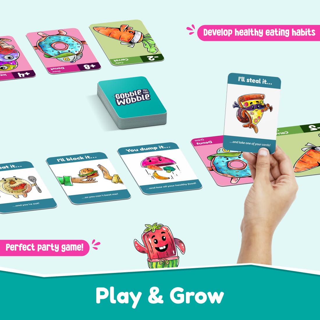 Bloomingo Card Game - Gobble Till You Wobble: Fun Card Game for Kids & Adults; Perfect Card Game for Family Gatherings & Travel; Birthday Gift for Boys & Girls Ages 6, 7, 8, 9, 10, 11, 12 & More