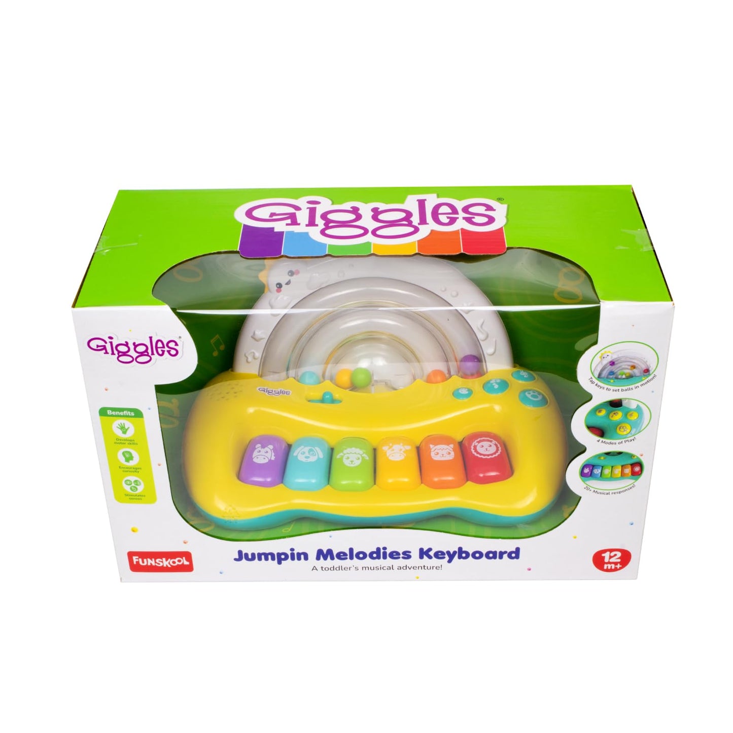 Giggles Funskool Jumpin Melody Keyboard, Musical Toy for Kids with 6 Colorful Keys, Encourages Learning & Development, Fun Activity for Babies, Gift Set for Kid, Age 18+ Months