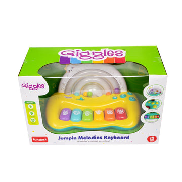 Giggles Funskool Jumpin Melody Keyboard, Musical Toy for Kids with 6 Colorful Keys, Encourages Learning & Development, Fun Activity for Babies, Gift Set for Kid, Age 18+ Months