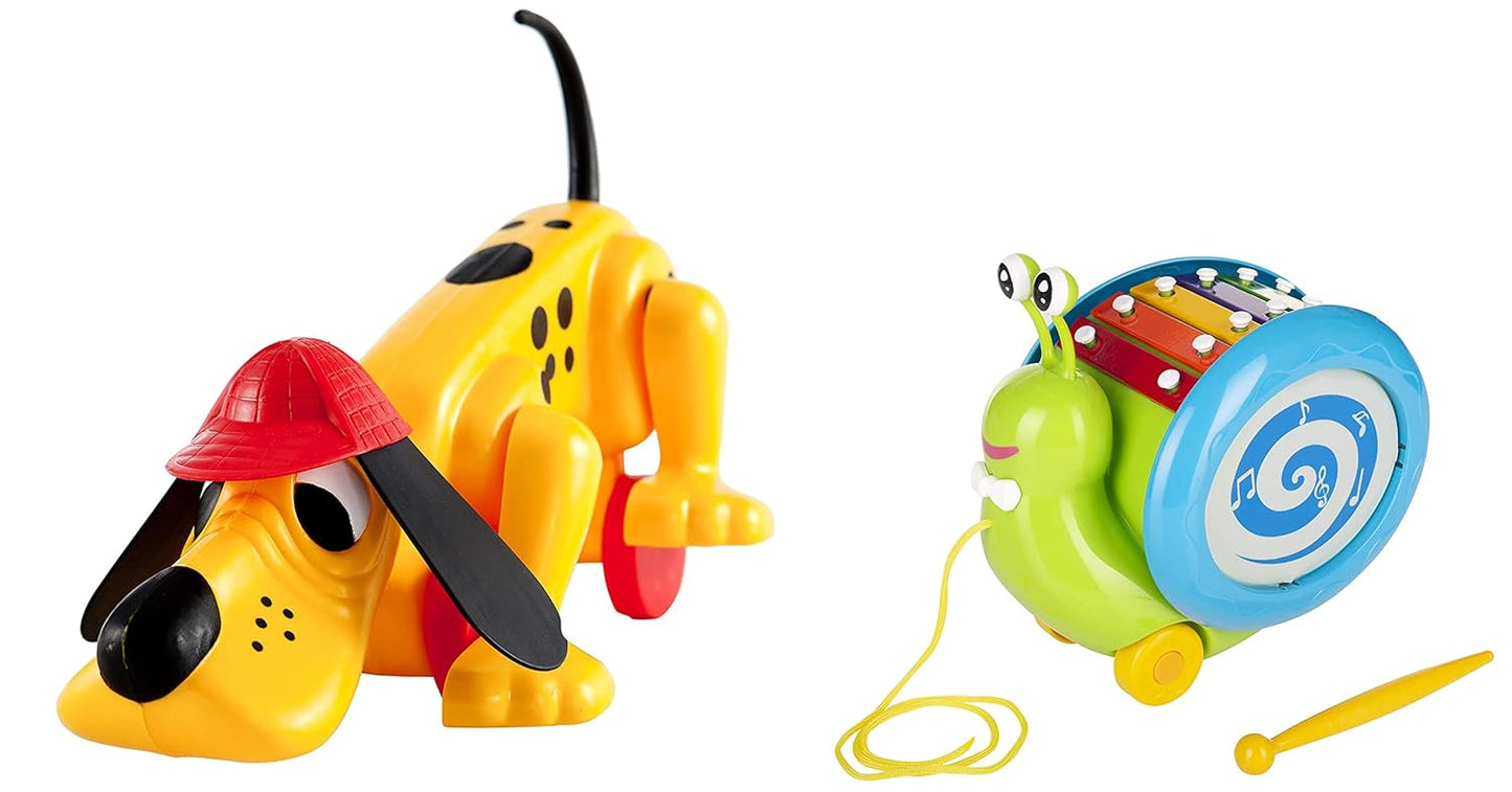Giggles Funskool Pull Along Musical Snail, with Xylophone & Drum, Activity & Learning Toys for Babies, Toddlers, Encourage Walking, Improve Balance, Multicolour, Gift Set for Kids, Ages 12+ Months