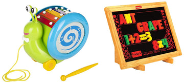 Giggles Funskool Pull Along Musical Snail, with Xylophone & Drum, Activity & Learning Toys for Babies, Toddlers, Encourage Walking, Improve Balance, Multicolour, Gift Set for Kids, Ages 12+ Months