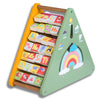 The Funny Mind 7 in 1 Wooden Activity Triangle for Kids and Toddlers, Learning Toy with Abacus, 4 Gear Fidget Spinner, Clock, Weather, Small and Capital Alphabets, Rainbow, Butterfly, and Weather