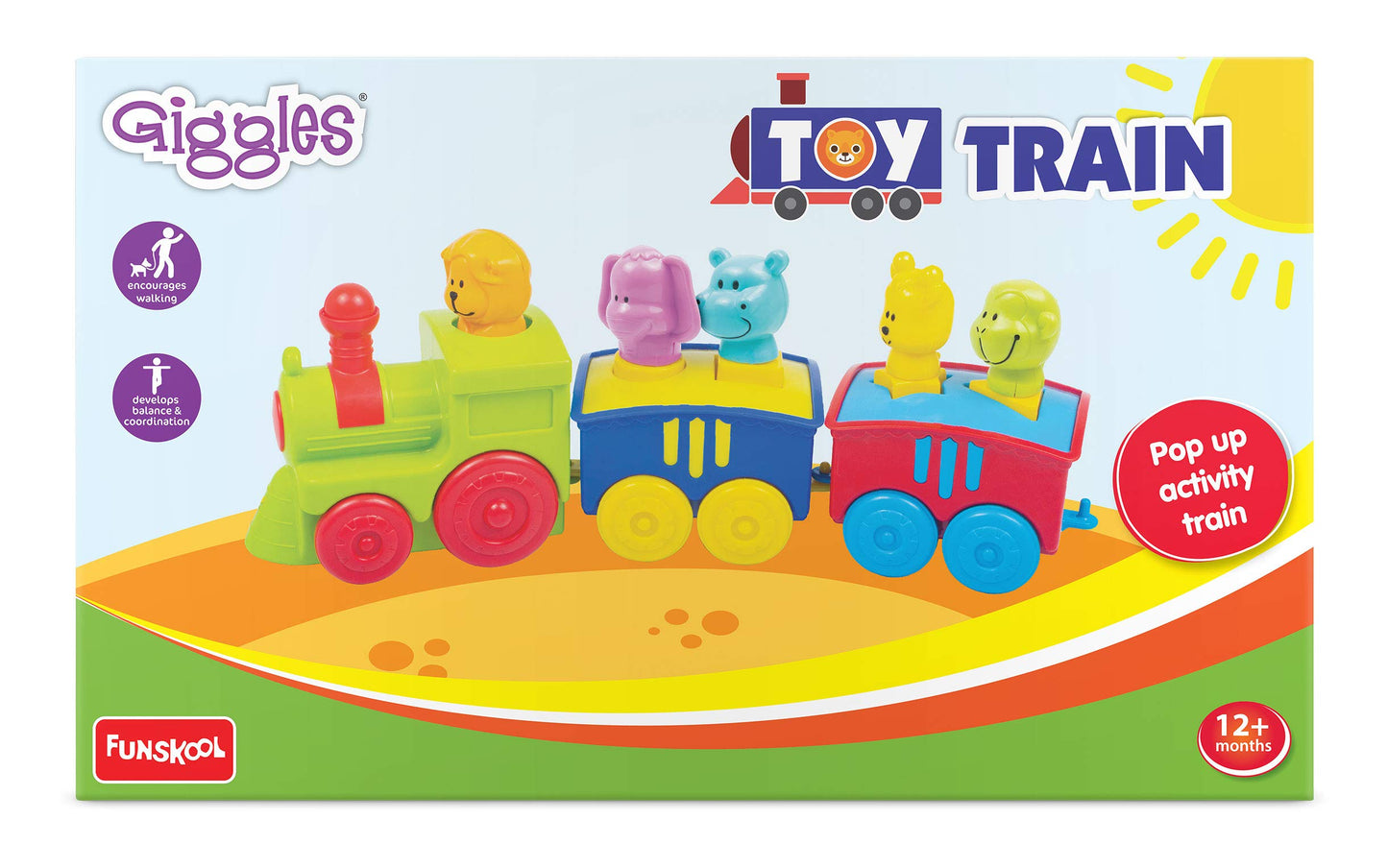 Giggles -, 2 in 1 Colourful Animal Pull along Toy Train, Walking, Shape sorting, Pretend Play Preschool Toys (12 Months & Above Infant, Multicolour)
