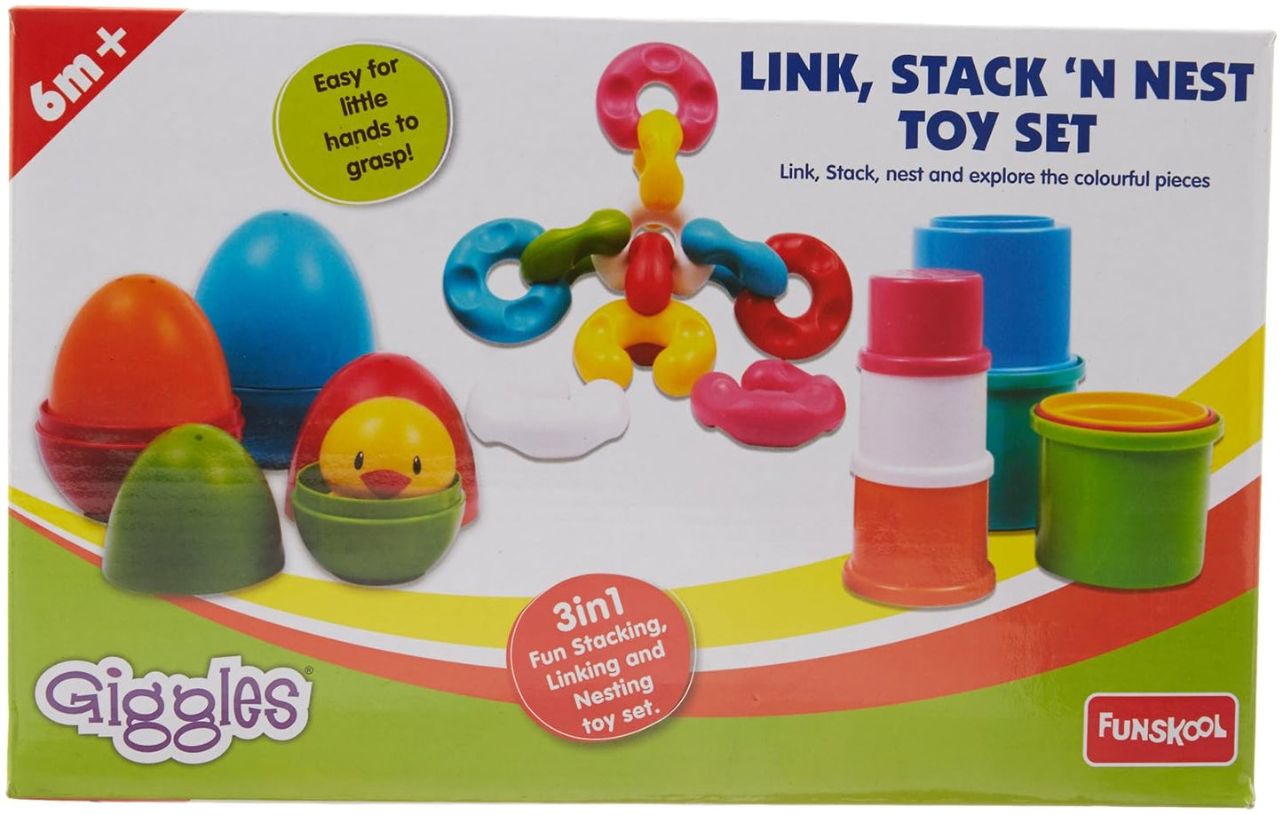 Giggles Funskool Pull Along Musical Snail, with Xylophone & Drum, Activity & Learning Toys for Babies, Toddlers, Encourage Walking, Improve Balance, Multicolour, Gift Set for Kids, Ages 12+ Months