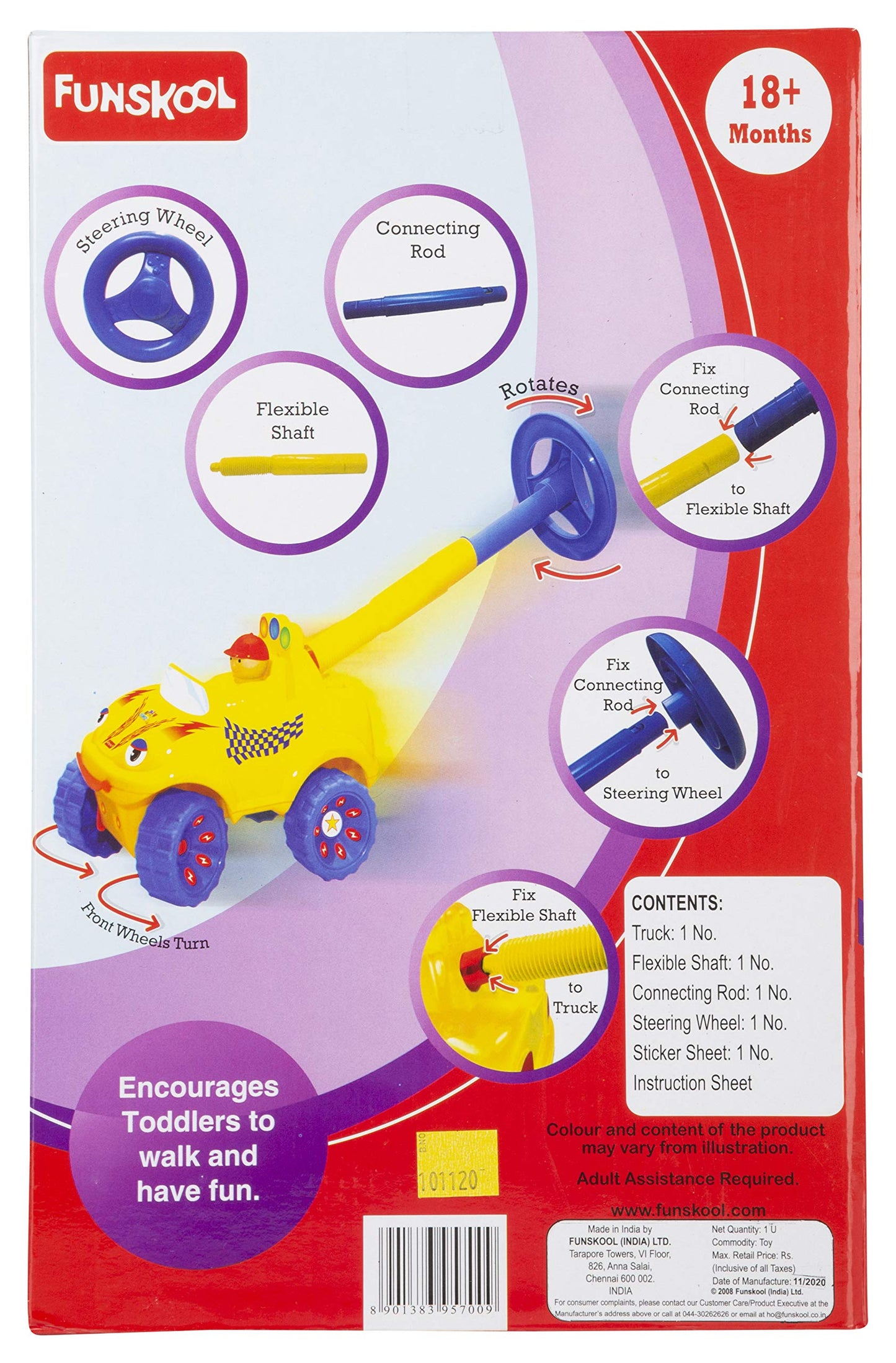 Giggles -, 2 in 1 Colourful Animal Pull along Toy Train, Walking, Shape sorting, Pretend Play Preschool Toys (12 Months & Above Infant, Multicolour)
