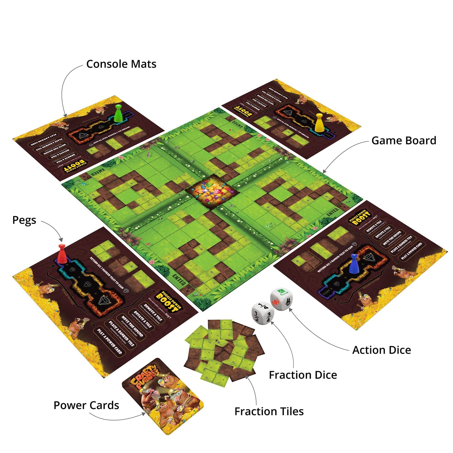 LUMA WORLD ADD LIFE TO LEARNING Stem Educational Board Game Crafty Puggles For Kids 8+ Y To Learn Fractions, Decision Making&Strategy, Treasure Hunt Tile Placement Game, 30 Minutes And 2 To 4 Players