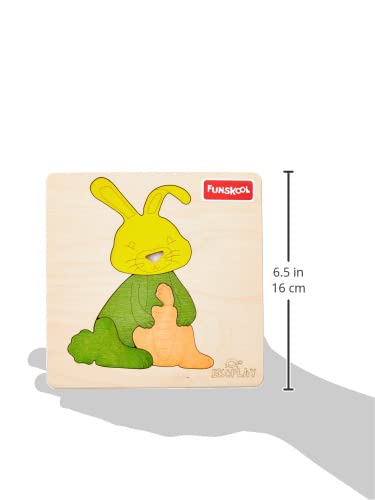 Funskool Ekoplay-Happy Rabbit,Wooden,1 Layer 4 Pieces Pieces,Puzzle,for 3 Year Old Kids and Above,Toy