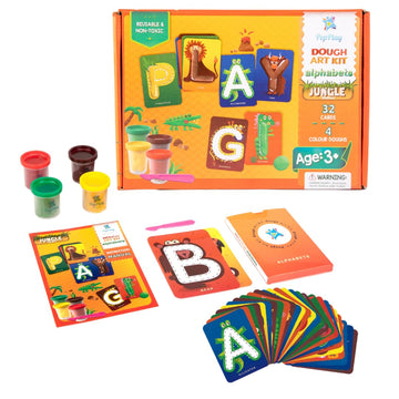 PepPlay Dough Art Kit For Kids | Organic, Taste-Safe, Non-Toxic, Lab-Certified Clay | 12 Design Cards + 4 Vibrant Colors | Reusable DIY Moulding Set For 3+ Years |Doesn't Dry Out Quickly, Multicolour