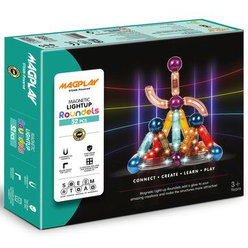 KIPA GAMING Magplay Led Jumbo Pack: 52-Piece Magnetic Building Set Glow In The Dark|Big Size, More Fun, More Learning And Creative Construction - Ideal For Ages 3+ Years,Multicolor