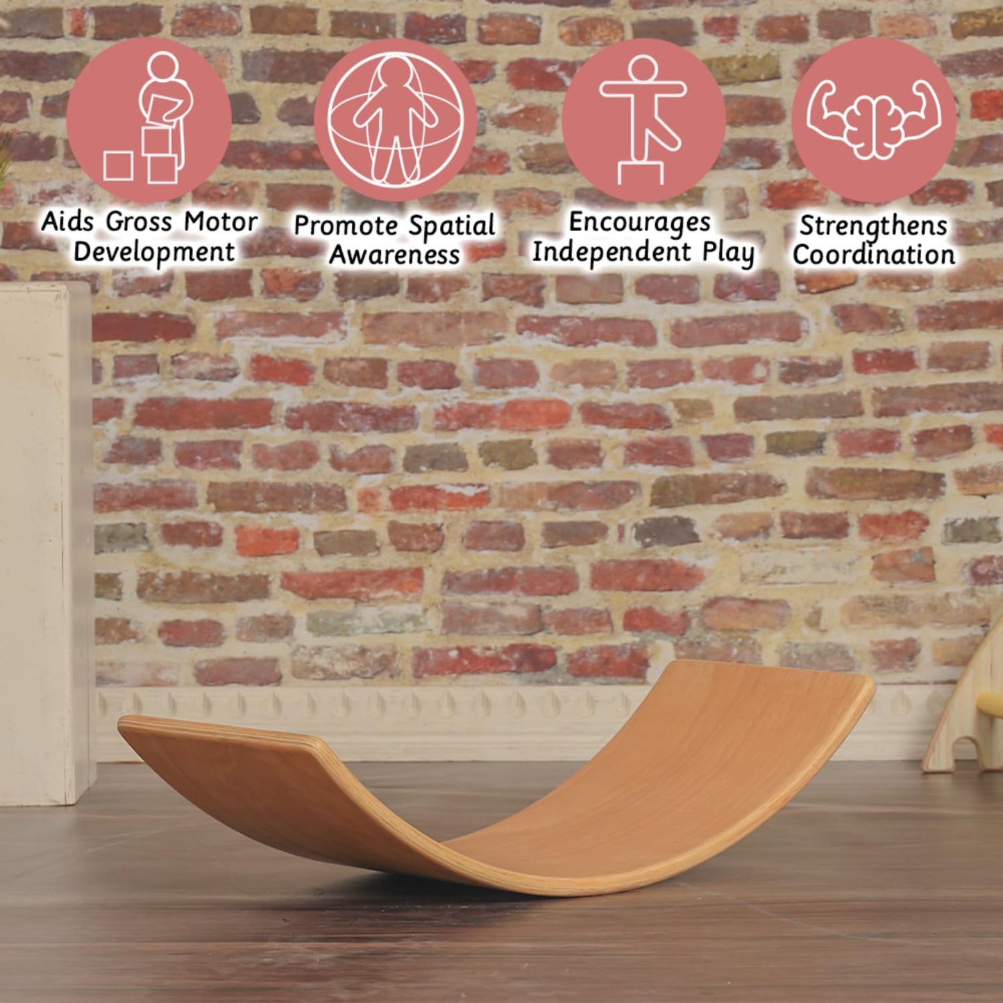 Ariro Wooden Balance Board for Toddlers & Kids | Montessori Wobble Board for Indoor Play | Builds Balance, Confidence & Creativity | Beech Wood | For Ages 9M to Adult | Eco-Friendly DIY Toy